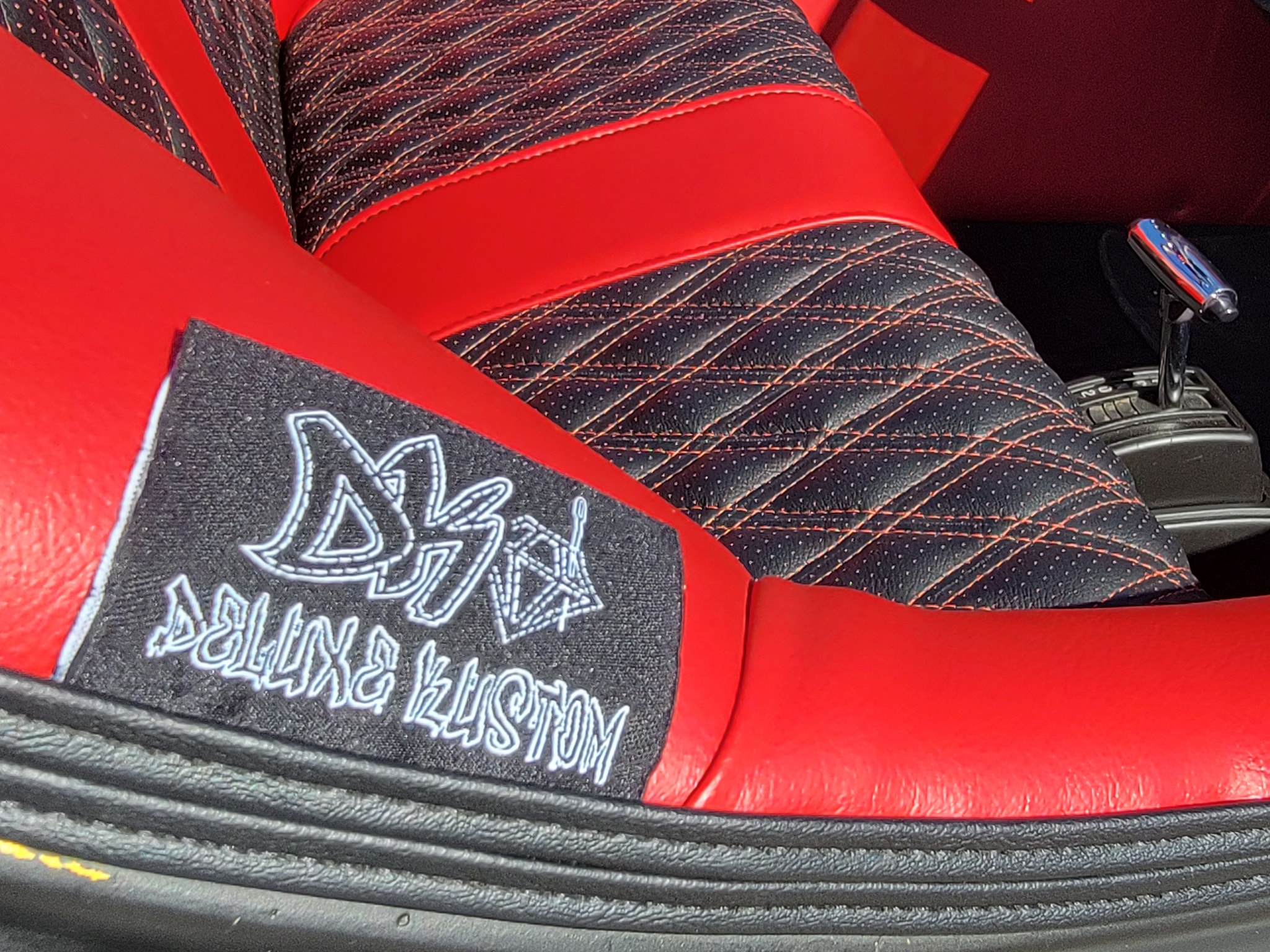 Custom red interior with DK embroidery
