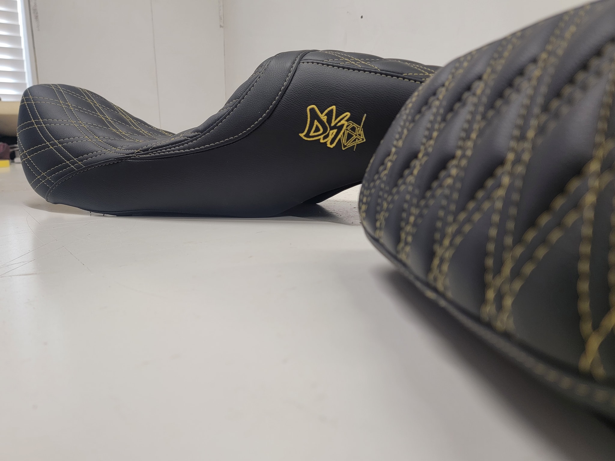 Double Stiched Diamond Motorcycle Seat detail